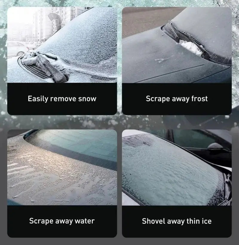 Car Ice Scraper & Snow Shovel – Windshield Snow Remover with TPU Brush