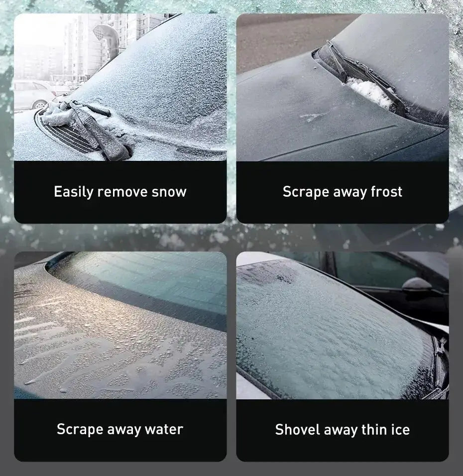 Car Ice Scraper & Snow Shovel – Windshield Snow Remover with TPU Brush