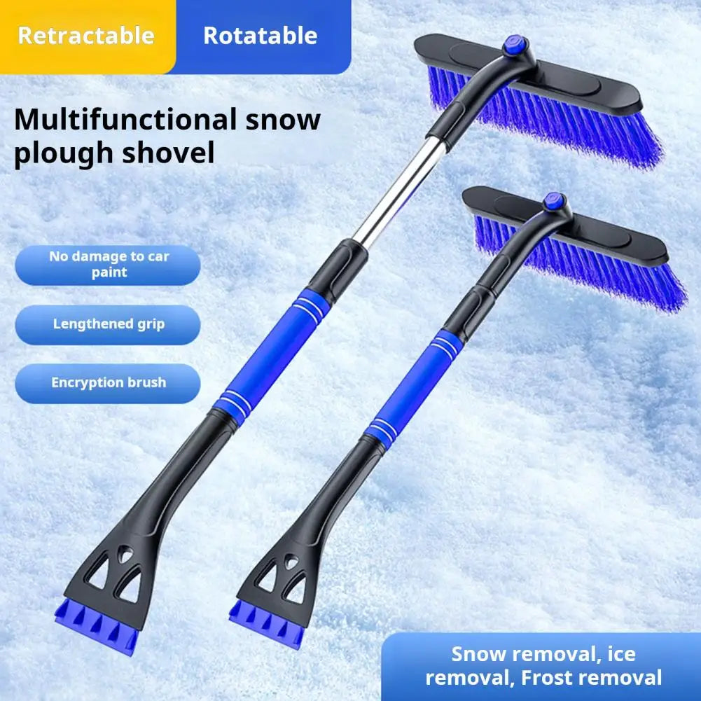 Extendable Ice Scraper & 360° Snow Brush – Detachable Car Snow Tool
