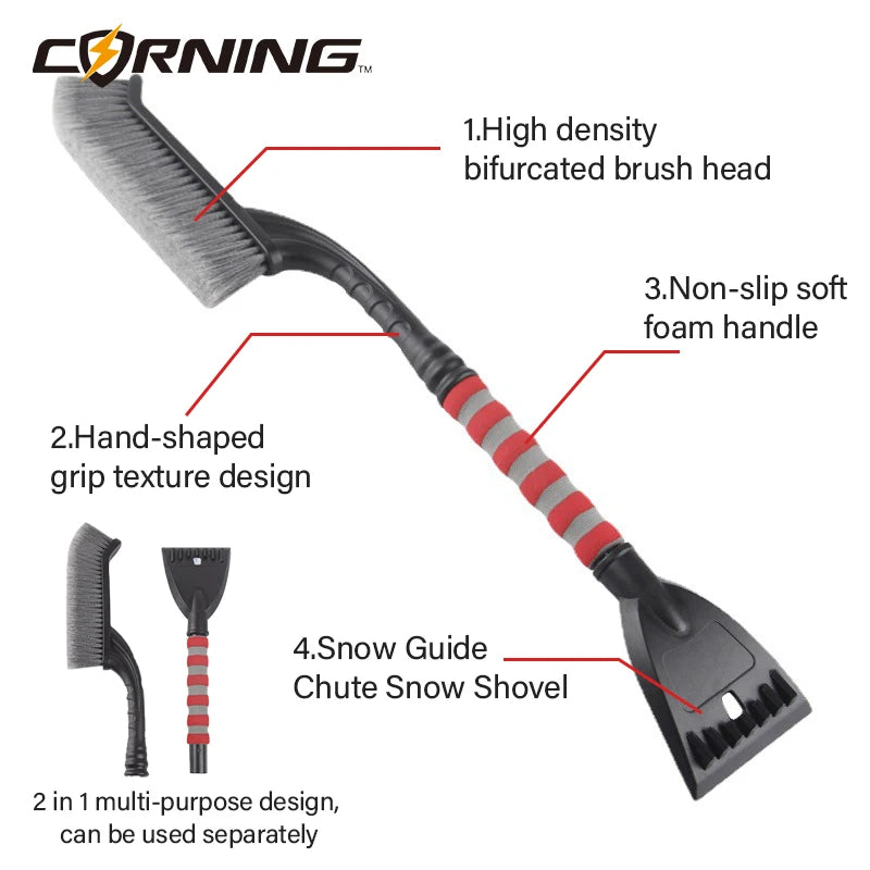 Extendable Car Snow Brush &amp; Ice Scraper – Windshield Deicer and Defroster Tool