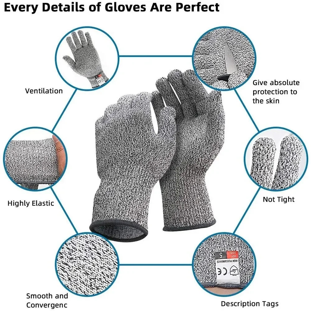 Level 5 Cut-Resistant Gloves – Heavy-Duty Protection for Industrial, Kitchen, and Gardening Use