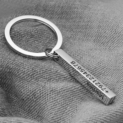 Personalize Keychains 3D Bar,4 Sides Engrave Text،Name،Social media pages.Email..