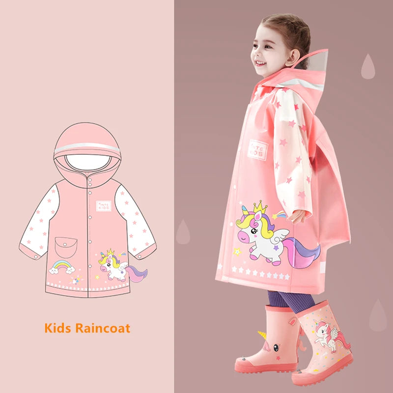 Kids Dinosaur Unicorn Raincoat