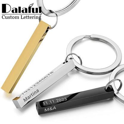 Personalize Keychains 3D Bar,4 Sides Engrave Text،Name،Social media pages.Email..