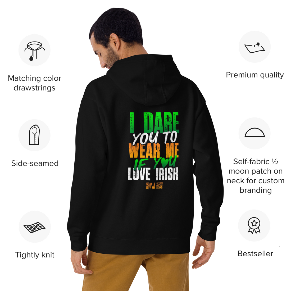 Unisex Hoodie personalized Broderie Front &amp; Printing Back